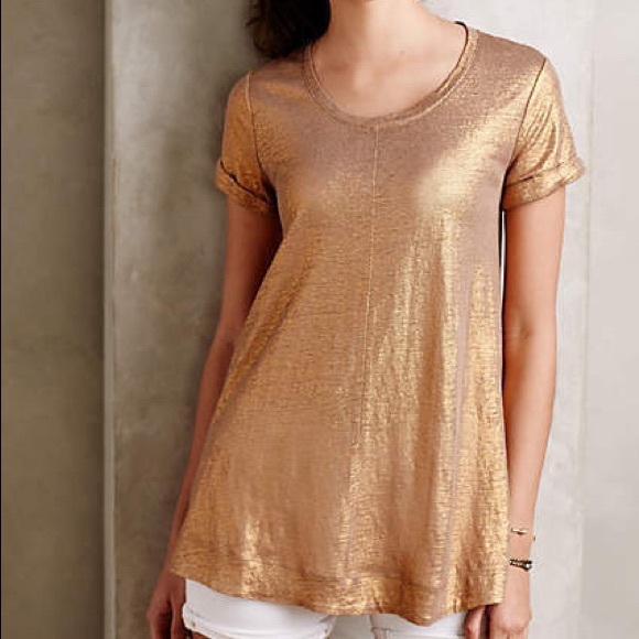 Anthropologie Tops - Anthropologie gold shimmery top